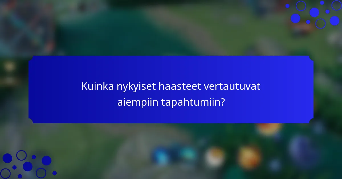 Kuinka nykyiset haasteet vertautuvat aiempiin tapahtumiin?