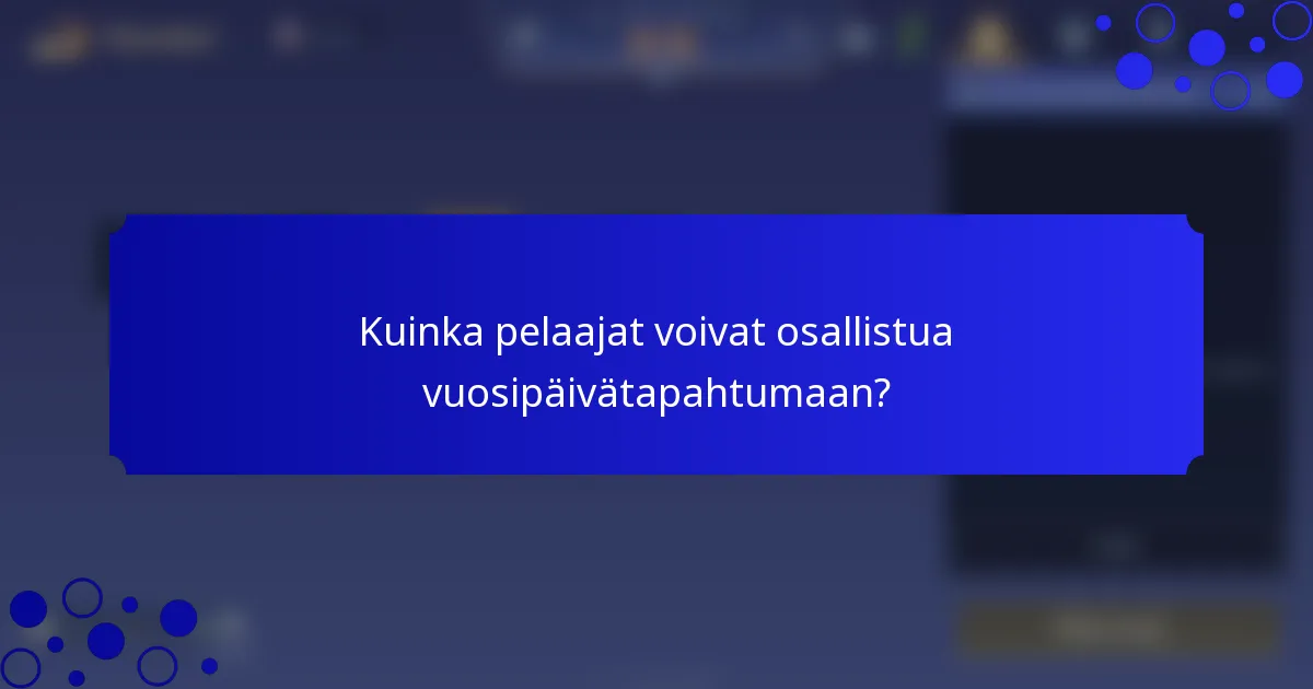 Kuinka pelaajat voivat osallistua vuosipäivätapahtumaan?