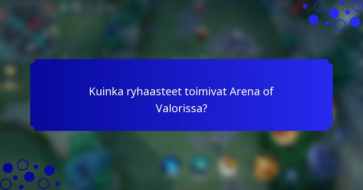 Kuinka ryhaasteet toimivat Arena of Valorissa?
