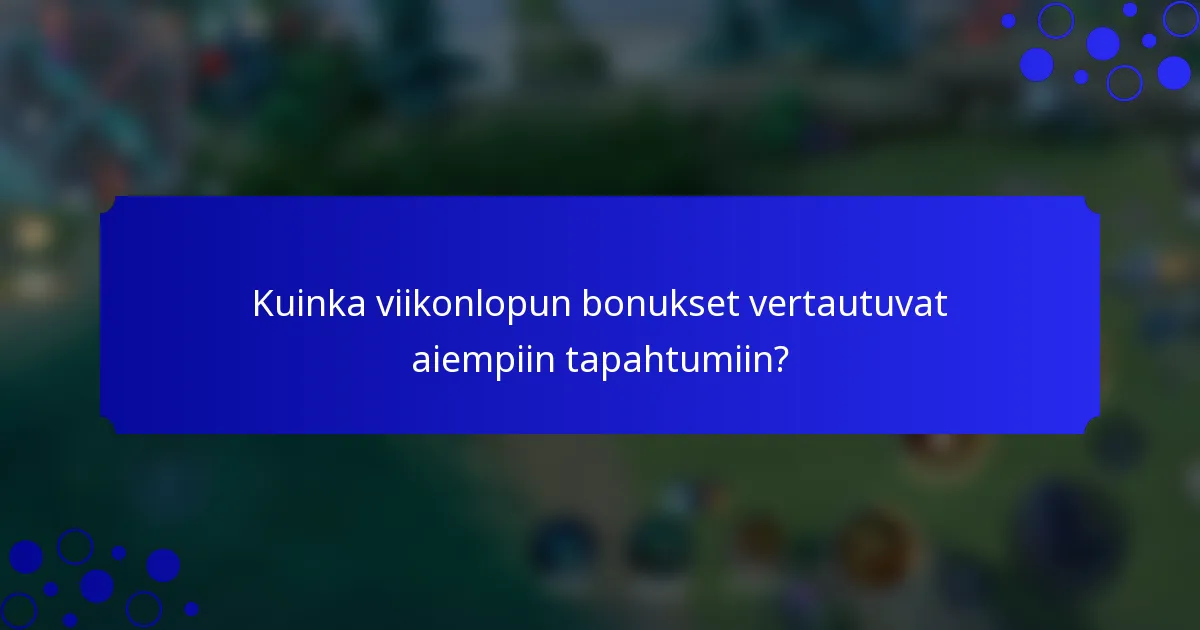 Kuinka viikonlopun bonukset vertautuvat aiempiin tapahtumiin?
